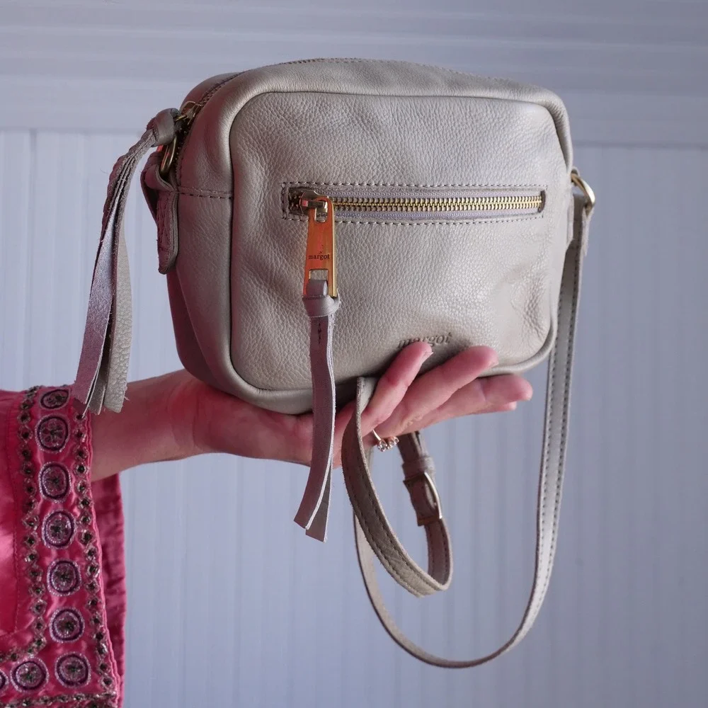 Margot‎ NY sage green pebbled leather mini crossbody bag